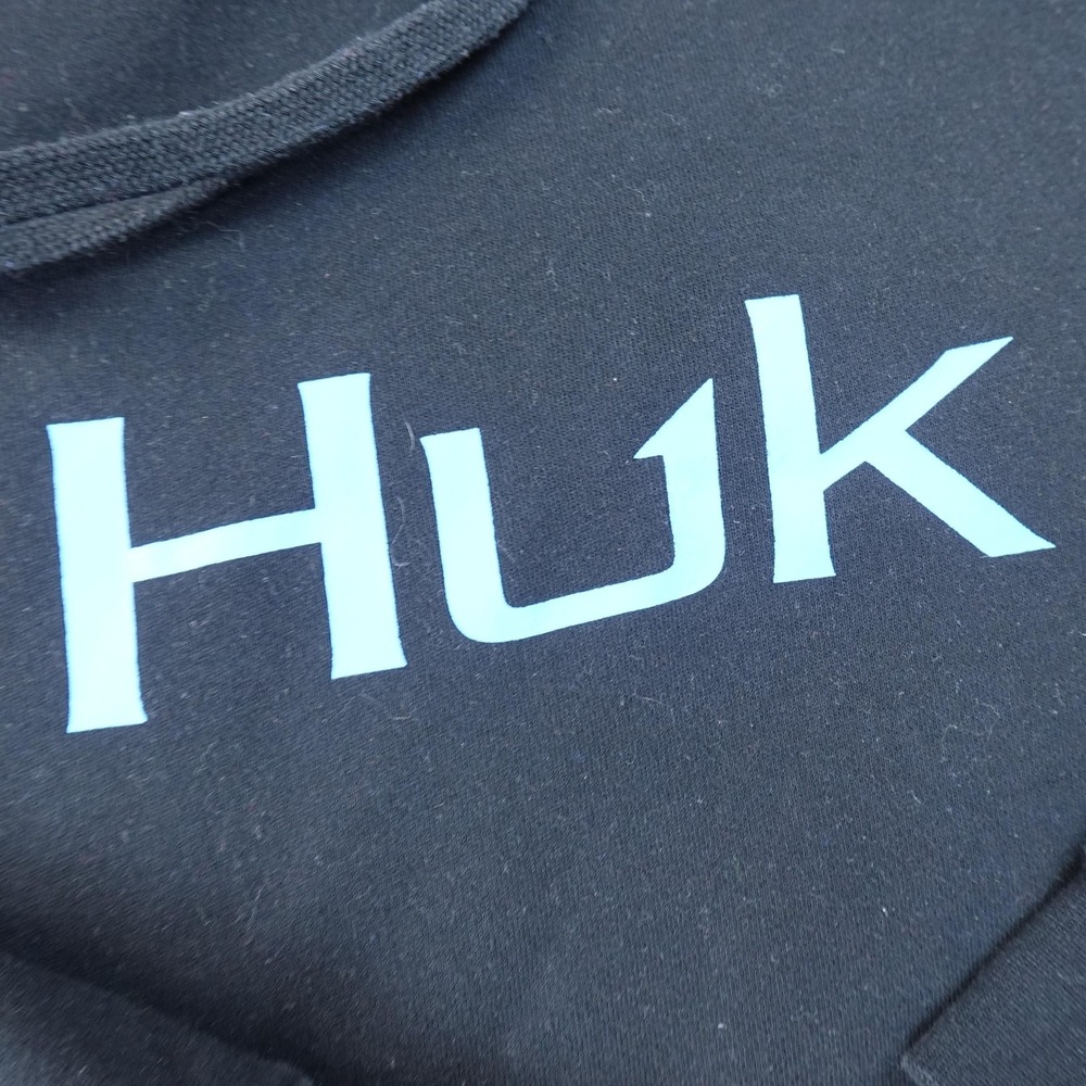 Huk Hoodie Mens S Black Pullover Fleece Sweatshirt Fishing Sweater Outdoor Logo - Picture 4 of 12
